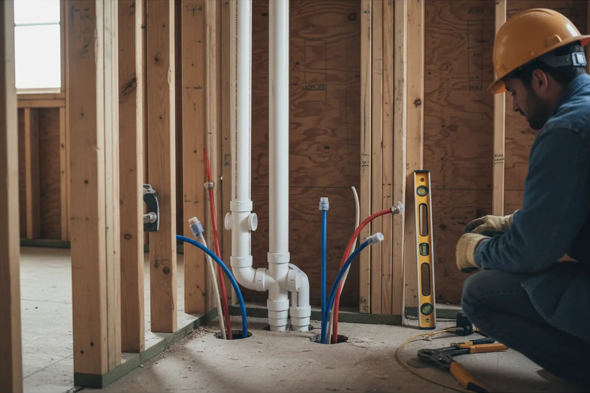 Drain and supply rough-in during Toilet Repair and Installation in Red Oak